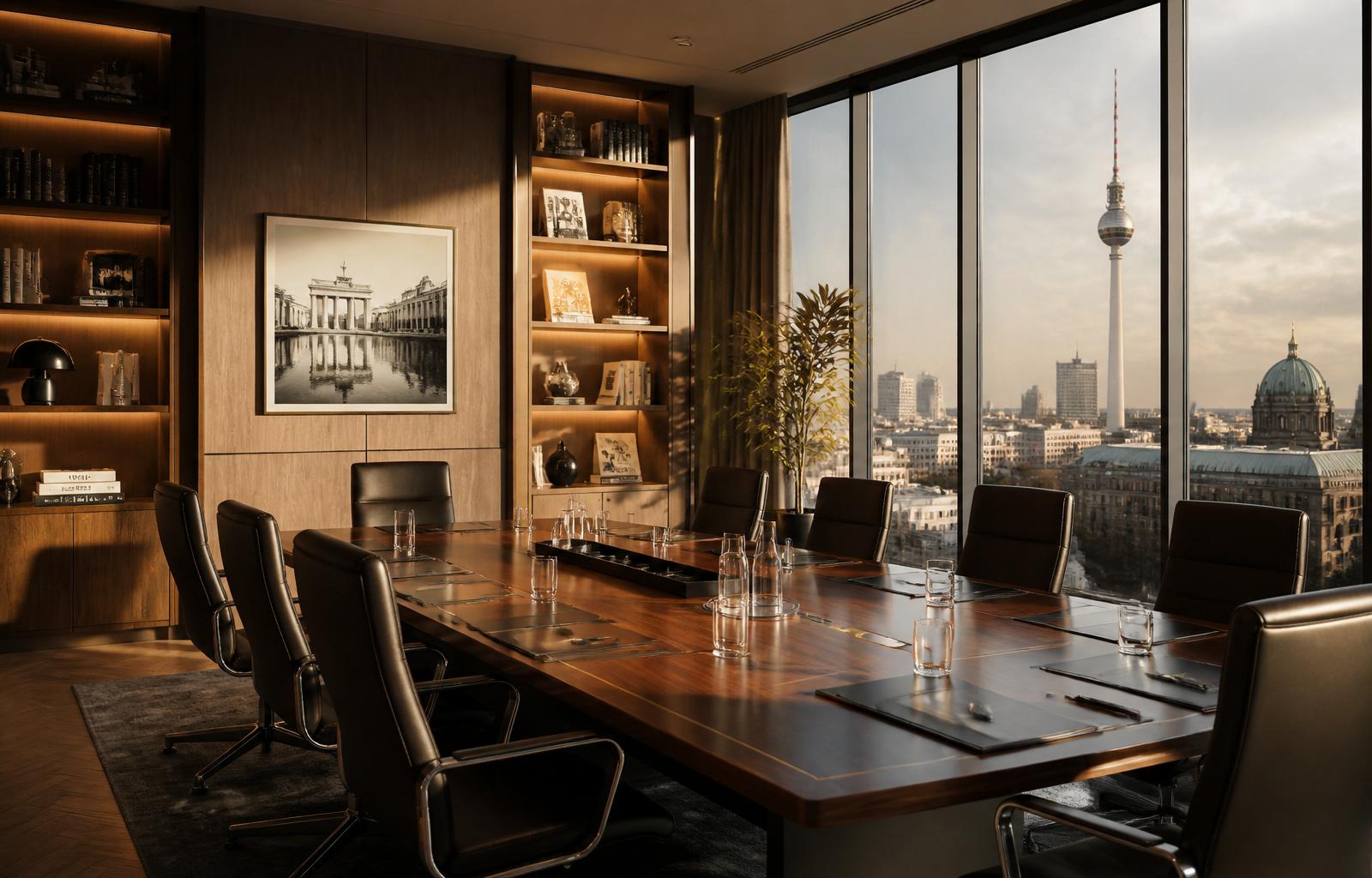Executive Boardroom mit Blick über Berlin und den Fernsehturm